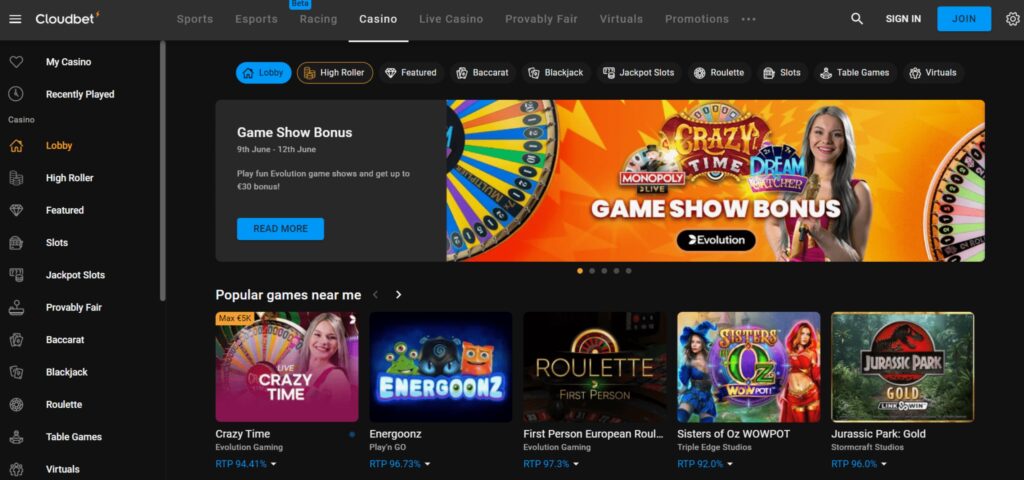 Cloudbet биткоин казино с бонусом за регистрацию